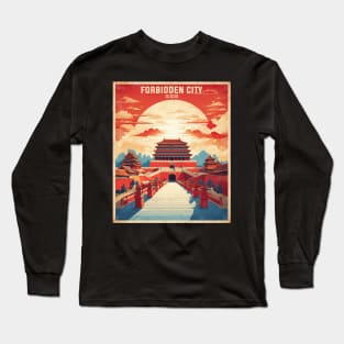 Forbidden City China Vintage Travel Poster Tourism Long Sleeve T-Shirt